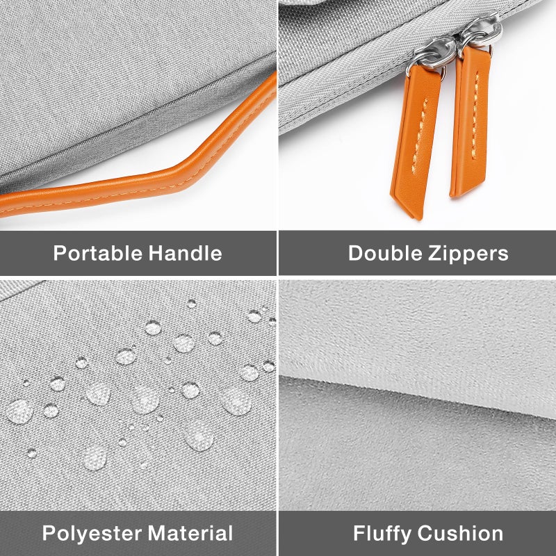 MOSISO 360 Protective Laptop Sleeve Compatible with MacBook Air/Pro 13-13.3 inch Notebook  Compatible with MacBook Pro 14 inch M4 M3 M2 M1  Flapover Bag with Fully Open Zipper&Handle&Pockets  Gray - Image 4